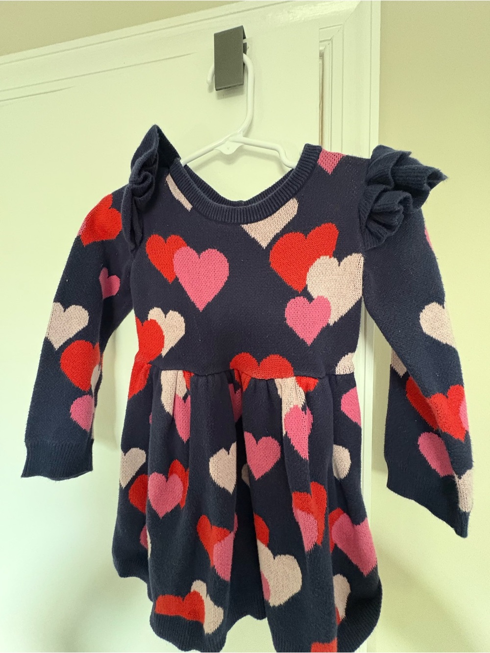 Janie and Jack Navy Sweater Dress with Pink & Red Hearts